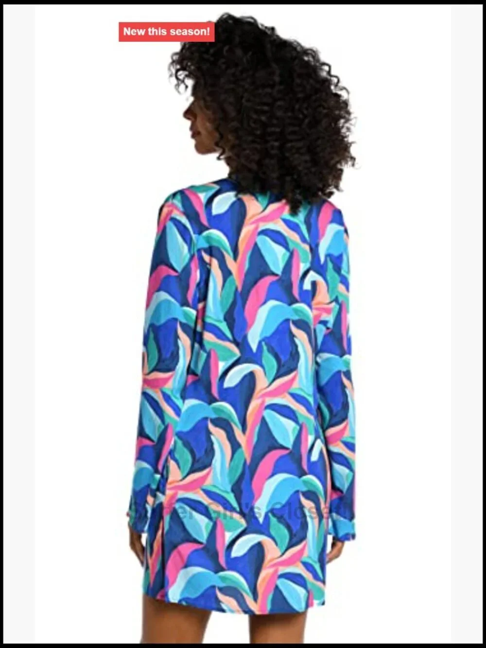 Long Sleeve Lace-Up Front Tunic Swimsuit Cover Up